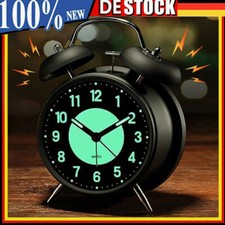 4 Zoll Doppelglockenwecker mit Nachtlicht Lauter Alarm Wecker Retro kein Ticken
