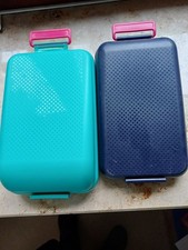Tupperware Vesperbox A 18 und A 17 Brotdose Brotzeit türkis und blau Lunchbox