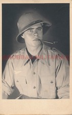 H181 Foto-Portrait Afrikakorps Luftwaffe Tropenhelm Pfeife DAK Afrika postcard