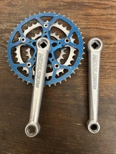 Retro 1. Gen Middleburn Kurbelgarnitur 3dv blau silber Retro Vintage 175mm 24/36/46t