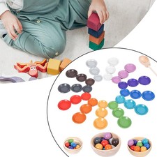 Kinder Montessori Holz Regenbogen Ball Matching Spiel Feinmotorik Puzzle