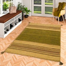 Natur Teppich Kelim Navarro Grün