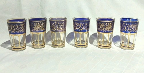 Kobaltglas gläser golddekor - kobaltglas,