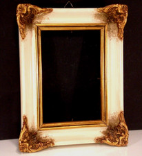 Bilderrahmen antik Holz weiß gold  Barock Prunk Fotorahmen  verglast 20,7x16,4