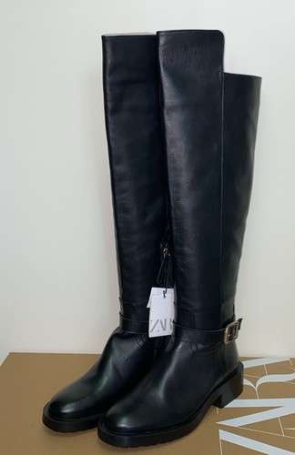 Zara lederstiefel reitstil - lederstiefel,