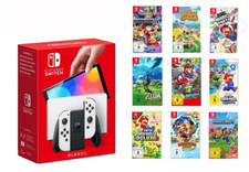 Nintendo Switch OLED Konsole Weiss komplett + 1x Spiel Auswahl (Zelda, Mario..)