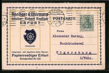 AK Erfurt, Firma Roediger & Uhlemann, Inhaber: Richard Roediger, Empfangsbestät 