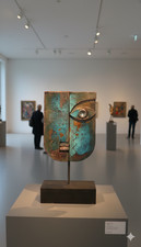 Skulptur Holz Maske modern