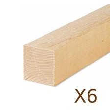 Vierkantbalken aus rohem Fichtenholz, 78x78 mm, 1 Meter - 6 Stück