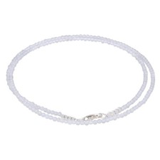 Bergkristall 2 mm Perlenkette facettiert | 45 cm + Silberverschluss