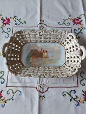 Sehr Alte Porzellan Schale Korb mit Ansicht  CT Carl Tielsch Altwasser Schlesien