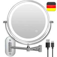 Kosmetikspiegel Ø20cm 1/10-Fach mit LED Beleuchtung Wandmontage Touchscreen DE