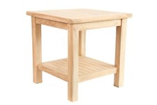 Teak Beistelltisch Blumenhocker Balkon Terrasse Teak-Holz natur 50x50cm