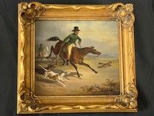 Echtes historisches Jagdgemälde - Ölmalerei um 1900 - Reiter/Fuchsjagd- signiert