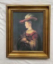 Alter Farbdruck SASKIA VAN UYLENBURGH Rembrandt Bild mit Bilderrahmen 36,5 x30cm