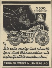 Triumph S 500 Reklame 1937 Triumph Werke Nürnberg Motorrad Werbung