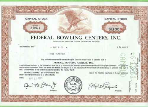 Federal bowling centers - centers,, inc