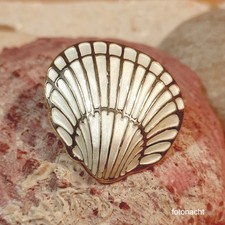 David Andersen - Muschel BROSCHE - Norwegen - 925S Silber vergoldet - Emaille