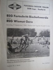 Programm Fortschritt Bischofswerda -BSG Wismut Gera 9.9.1984 DDR-Liga Staffel B