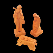 Krippenfiguren | Maria, Joseph und Christkind in der Krippe | Holz geschnitzt