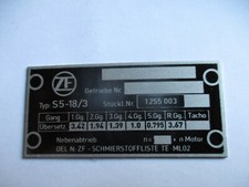 Typenschild ZF Schild Getriebe S5-18/3 Fiat 130 coupe Maserati Bi-Turbo Opel s74