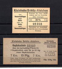 2 FAHRKARTEN  KLEINBAHN BEBITZ