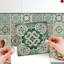 WALPLUS 24 Stück 15x15cm Vintage Green Antique Azulejo Wandfliesen Aufkleber 