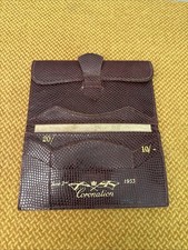 Geldbörse Schlangenlederoptik Queen Elizabeth II 2. Juni 1953 Krönung Leder sehr guter Zustand