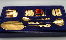 Hildesheimer Rose Bestecksatz vergoldet- Kaffeegeschirr- 16 Teile- gebr.