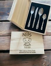 Kinderbesteck mit Gravur- Safari Tiere- inklusive Holzbox- Personalisiert Namen