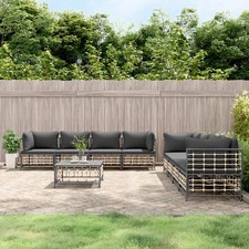 vidaXL 5-tlg. Garten-Lounge-Set mit Kissen Anthrazit Poly Rattan