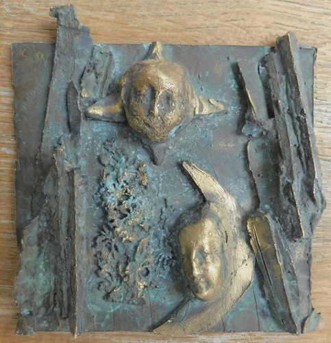 Abstraktes bronze relief - bronze, sonne