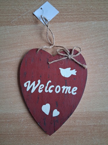 Welcome herz aus holz - herz,