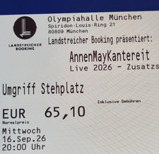 Tickets AnnenMayKantereit München 16.09.26 Umgriff Stehplatz Eintrittskarten