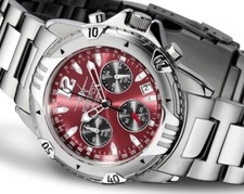 FIREFOX FFS02 Edelstahl Herrenuhr Chronograph sunray rot 10 ATM Prüfdruck