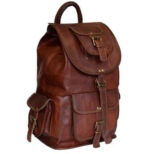 Leder Rucksack Laptoptasche Backpack Vintage Echt Braun Reise Herren Ziege Neu