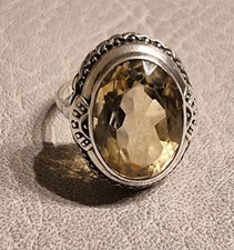 Damen Ring 835 Silber, Gelber Stein Gr. Ca. 16 -17 Cm