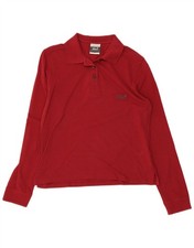 Jack Wolfskin Damen Langarm Poloshirt UK 14 Medium weinrot Baumwolle BV17