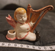 Kleine dekorative, Harfe spielende Engelsstatue für Weihnachten, Wohnzimmer Grab