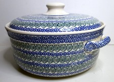 GROSSER Original Bunzlauer Keramik Brotkasten Brottopf mit Deckel rund 34x21 cm,