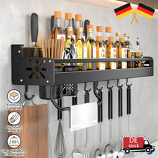 Gewürzregal Küchenregal Wand Hängend Mit Küchenrollenhalter und 8 Haken Küche DE