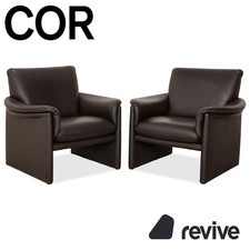 COR Zento 2x Leder Sessel Garnitur Dunkelbraun Kaffee Kastanie