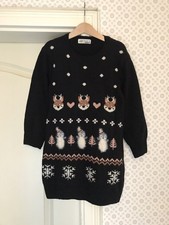H&M Kleid Strickkleid 110 116 Mädchen Glitzer Wolle Winter Bambi Herz Plüsch