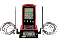 Grillthermometer Kabellos Funk Fleischthermometer 2x Einstich Sonde Alarm +300°C