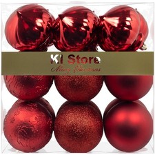 Weihnachtskugeln, 18 Stück, 8cm, rot, Glas, Weihnachtsdekoration, Kugeln