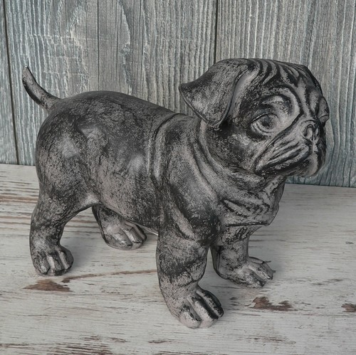 Deko mops grau antik 23cm - grau,