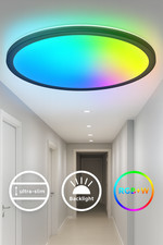 LED Panel rund 42x3cm dimmbar flach Deckenleuchte Lampe Farbwechsel 22W schwarz