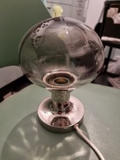 Chrom Rauchglas Pilz Tischlampe  Leuchte 1970er Jahre Vintage Tischleuchte 