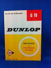 Dunlop Preisliste Fahrradreifen Grosshandel G16 1965 ***WIE NEU***