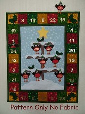 PATCHWORK WEIHNACHTEN ROTKEHLCHEN ADVENTSKALENDER WANDBEHANG SCHNITTMUSTER von Gail